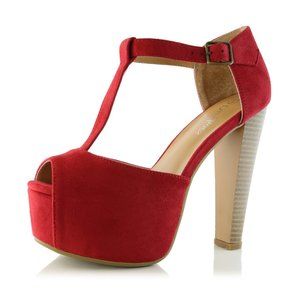 Cute T-strap Peep Toe Platforms